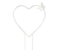KHBNHJ Lot de 2 treillis de jardin en fer blanc pour plantes grimpantes, petit treillis en forme de cœur avec papillon, support pour plantes grimpantes pour tiges de jardin