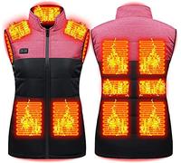 KHBTFNB Gilet Chauffant pour Hommes Femmes, 11 Zones de Chauffage USB Électrique Veste Chauffante, Gilet Chauffant avec 3 Niveaux de Chauffage, pour Extérieur Équitation Ski Randonnée(Pink,XS)