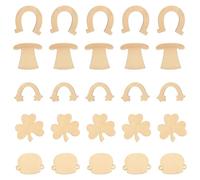 KHBUAB 50 Pièces de Décorations en Bois Soi-même et Accessoires Photo Saint-patrick, Formes Variées en Bois Beige, pour Décoration de Fête
