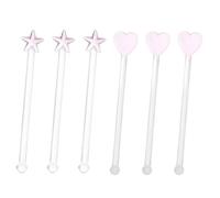 KHBUAB 6 Bâtonnets Mélangeurs en Verre Strié Rose, Multi-Fonctionnels et Légers, Lot de 6 Pièces Pratiques pour Accessoires de Cocktail la Maison Réutilisable