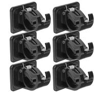KHBUAB 6pcs Supports Muraux pour Tringle à Rideaux en Plastique Noir Adhésif Puissant sans Perçage, Clips de Fixation pour Tringle et Porte-Serviettes, pour Carreaux et Miroirs
