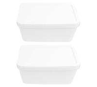 KHBUAB Boîtes de Crème Glacée Maison 2pcs 3 Litres en Plastique Blanc Couvercle, Multi-fonctionnelles et Adaptées la Fabrication de Glace et Gâteaux à Domicile