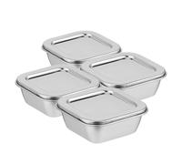 KHBUAB Boîtes D'échantillons Alimentaires Capacité 300ml en Acier Inoxydable 4 Pièces Polie Robuste, pour Laboratoire et Cantine Scolaire pour Laboratoire et Cantine Scolaire