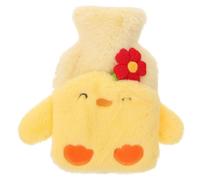 KHBUAB Bouillotte à Eau Chaude en Caoutchouc 500ml Housse Peluche Jaune Isolante et Décorative pour Garder les Mains au Chaud en Hiver