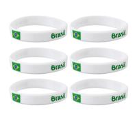 KHBUAB Bracelets en Silicone Imprimés Drapeau Jaune, Lot de 6 Pièces, Style Chic, Adaptés aux Compétitions Sportives et Courses Plusieurs styles