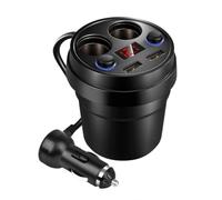 KHBUAB Chargeur de Voiture en ABS USB Double Port Porte-gobelet Protection Contre la Surchauffe Identification Automatique des Appareils, Prise Allume-Cigare Double, Couleur Aléatoire