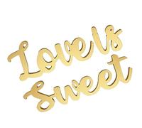 KHBUAB Décoration de Table de Mariage et Usage Longue Durée Love is Sweet en Panneau Bois Or Chic, de Table Multipurpose pour Atmosphère Romantique