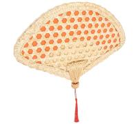 KHBUAB Éventail à Main Tissé en Paille de Blé Portatif pour L'été, Ventilateur Décoratif Pliable, Accessoire pour Danse et Photographie, Décoration Intérieure et Extérieure