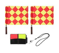 KHBUAB Kit Arbitre avec Drapeaux Cartes Rouge et Jaune 1 Set Football | Sifflet Acier Inoxydable, Feuilles D’enregistrement, Étui Pratique, pour Match de Soccer