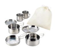 KHBUAB Kit Cuisine de Camping Multifonction en Acier Inoxydable, 1 Set