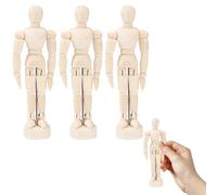 KHBUAB Lot de 3 Mannequins Articulés en Bois Beige pour Dessin, Léger et Facile à Transporter, pour Artistes Débutants et Avancés en Classe ou Atelier