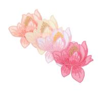 KHBUAB Lot de 4 Écussons Brodés Lotus en Tissu, Appliqués Floraux Thermocollants Coudre, Patchs Décoratifs Multicolores, pour Vêtements, Paquet, Chapeaux et Projets Créatifs