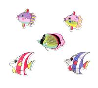 KHBUAB Lot de 50 Boutons Fantaisie en Bois Forme Poisson Blanc Décoré pour Couture et Tricot, Accessoires Créatifs pour Vêtements et Jeans