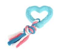 KHBUAB Mâcher pour Chien en Caoutchouc et Coton Forme Cœur Bleu Résistant aux Morsures pour Nettoyage des Dents et Interaction Animaux Couleur Aléatoire