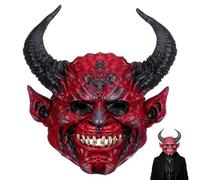 KHBUAB Masque de Diable Intégral Rouge à Cornes en Écume pour Adultes