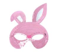 KHBUAB Masque de Lapin Rose en Plastique et Sequins, Léger et Élégant, pour Bal Masqué et Carnaval, Augmente Mystère et Charme, Moitié Visage