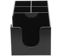 KHBUAB Organisateur à Café en Acrylique Noir à 5 Compartiments, Support de Rangement Solide pour Sachets de Thé, Cuillères et Pailles, pour Restaurants et Maison