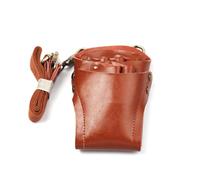 KHBUAB Paquet Banane Porte-ciseaux en Cuir Marron pour Coiffeurs, Organiseur Multifonction avec Ceinture, pour Salon de Coiffure et Rangement D'accessoires Cheveux