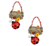 KHBUAB Plaque de Porte Facile à Suspendre Rouge Coccinelle 7 Points en Résine Décoration de Bienvenue Lot de 2 Pièces pour Intérieur pour Porte de Café