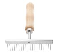 KHBUAB Râteau de Toilettage pour Animaux en Acier Inoxydable avec Manche en Bois Ergonomique, Facile à Nettoyer, pour Chien et Âne, Peigne pour Crinière Cheval