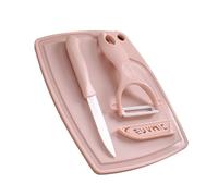 KHBUAB Set de Couteaux en Céramique avec Planche à Découper Antidérapante et Éplucheur Multifonction Cuisine, Manche Confortable en Abs, Design Raffiné Rose