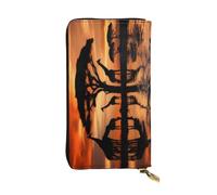 KHDKLXOHZ Élégant portefeuille long en cuir synthétique avec motif girafe sous l'arbre en Afrique pour femme - Grande capacité - Porte-cartes de téléphone - Portefeuille pour cartes de crédit -