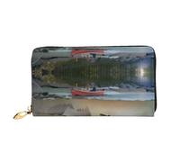 KHDKLXOHZ Long sac à main élégant en cuir pour femme | Pêcheurs de lac de pêche | Portefeuille en cuir synthétique avec fermeture éclair pour téléphone, porte-cartes de crédit, porte-monnaie, pochette