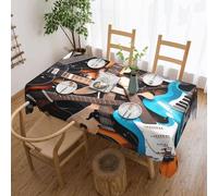 KHDKLXOHZ Nappe pour table rectangulaire imprimée guitare musicale 137 x 183 cm, nappe en polyester imperméable pour mariage, banquet, fête, maison, table à manger