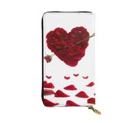KHDKLXOHZ Portefeuille élégant en cuir synthétique avec pétales floraux en forme de cœur pour femme - Grande capacité - Porte-cartes de téléphone - Portefeuille élégant pour homme et femme, 3D, Taille