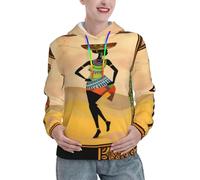 KHDKLXOHZ Sweat à capuche à manches longues pour femme africaine imprimé élégant ample décontracté avec grande poche - Pour adolescentes et femmes, 3D, M