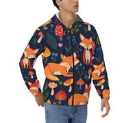 KHDKLXOHZ Sweat à capuche léger à fermeture éclair pour homme - Imprimé animal renard fleur - Pull à manches longues décontracté - Coupe ajustée - Veste basique avec poches, 3D., 3XL