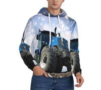 KHDKLXOHZ Sweat à capuche pour homme imprimé tracteur agricole 3D, coupe ample, décontracté, tendance, manches longues avec poches, doux et confortable avec cordon de serrage, 3D., XXL