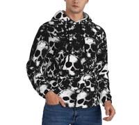 KHDKLXOHZ Sweat à capuche pour homme - Noir et blanc - Imprimé crâne humain - Sweat à capuche à manches longues - Hauts décontractés avec cordon de serrage - Grandes poches, 3D, L
