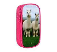 KHDKLXOHZ Trousse à crayons de grande capacité avec compartiments et fermeture éclair - Motif famille d'alpagas - Pour l'école, les étudiants, les filles, les garçons, les femmes, les hommes, rose, 3