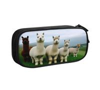 KHDKLXOHZ Trousse à crayons de grande capacité avec compartiments et fermeture éclair - Motif famille d'alpagas - Pour l'école, les étudiants, les filles, les garçons, les femmes, les hommes, Noir , 3