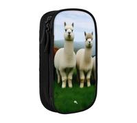 KHDKLXOHZ Trousse à crayons de grande capacité avec compartiments et fermeture éclair - Motif famille d'alpagas - Pour l'école, les étudiants, les filles, les garçons, les femmes, les hommes, Noir , 3