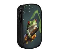 KHDKLXOHZ Trousse à crayons de grande capacité avec fermeture éclair et motif grenouille d'arbre de la paix avec compartiments pour l'école, les étudiants, les filles, les garçons, les femmes, les