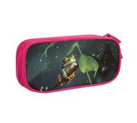 KHDKLXOHZ Trousse à crayons de grande capacité avec fermeture éclair et motif grenouille d'arbre de la paix avec compartiments pour l'école, les étudiants, les filles, les garçons, les femmes, les