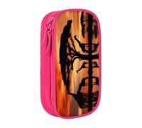 KHDKLXOHZ Trousse à crayons de grande capacité avec fermeture éclair Motif girafe sous l'arbre en Afrique - Pour l'école, les étudiants, les filles, les garçons, les femmes, les hommes, rose, 3 D