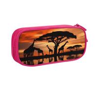 KHDKLXOHZ Trousse à crayons de grande capacité avec fermeture éclair Motif girafe sous l'arbre en Afrique - Pour l'école, les étudiants, les filles, les garçons, les femmes, les hommes, rose, 3 D