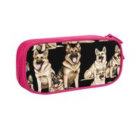 KHDKLXOHZ Trousse à crayons de grande capacité avec motif chien berger allemand avec compartiments zippés, pour l'école, les étudiants, les filles, les garçons, les femmes, les hommes, rose, 3 D