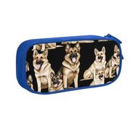 KHDKLXOHZ Trousse à crayons de grande capacité avec motif chien berger allemand avec compartiments zippés, pour l'école, les étudiants, les filles, les garçons, les femmes, les hommes, bleu, 3 D