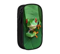 KHDKLXOHZ Trousse à crayons de grande capacité avec motif grenouille mignonne et mignonne avec compartiments zippés, pour l'école, les étudiants, les filles, les garçons, les femmes, les hommes, Noir