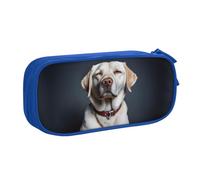 KHDKLXOHZ Trousse à crayons de grande capacité avec motif labrador mignon et mignon, avec compartiments zippés, pour l'école, les étudiants, les filles, les garçons, les femmes, les hommes, bleu, 3 D