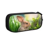 KHDKLXOHZ Trousse à crayons de grande capacité avec motif lapin mignon et mignon avec compartiments zippés, pour l'école, les étudiants, filles, garçons, femmes, hommes, Noir , 3 D, Cartable