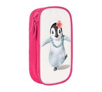 KHDKLXOHZ Trousse à crayons de grande capacité avec motif pingouin portant des fleurs - Trousse à crayons avec compartiments à fermeture éclair - Pour l'école, les étudiants, les filles, les garçons