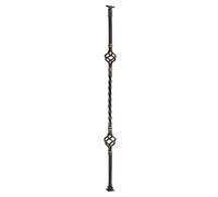 KHDONT Flexible de main courante noire pour marches extérieures à colonne montante simple en fer, colonne balustres pour escaliers poteaux de support pour porche ou jardin épais