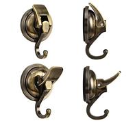 Khdrvok Lot de 2 crochets à ventouse en forme de couronne en laiton antique poli pour fenêtre en verre, cuisine, salle de bain et toilettes, plastique ABS avec caoutchouc TPU