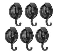 Khdrvok Lot de 6 crochets à ventouse robustes pour couronne, faciles à installer et à enlever, noirs - Super ventouse pour cuisine, salle de bain et toilettes