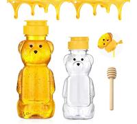 KHDULQ 2 Pièces 250+350ml Pot Miel e Charnière Pot Confiture Petit de Miel Distributeur Sirop Avec un Bâton,Pour Stockage et Distribution Fiole en Miel Bouteille Pots a Petite Shot (250+350ml)